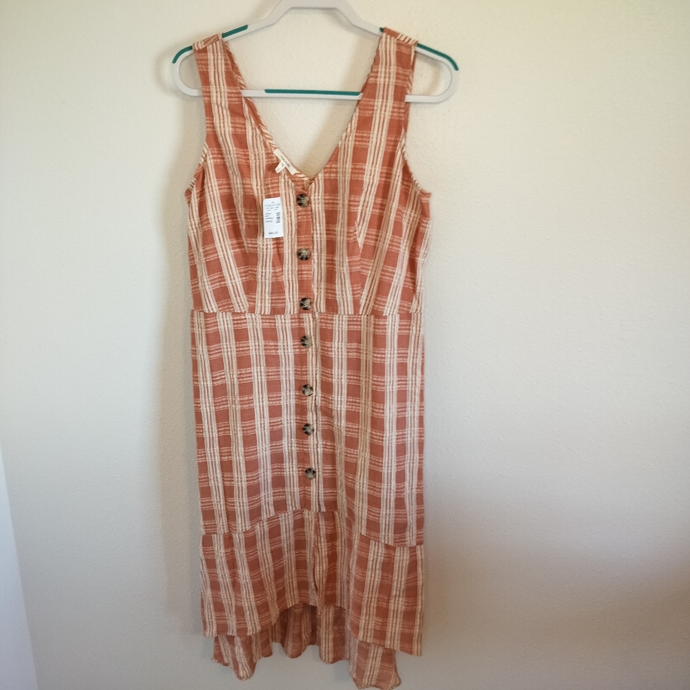 NWT Maurices Button Front‎ dress Terracotta/White  Size L Cottagecore Boho Retro